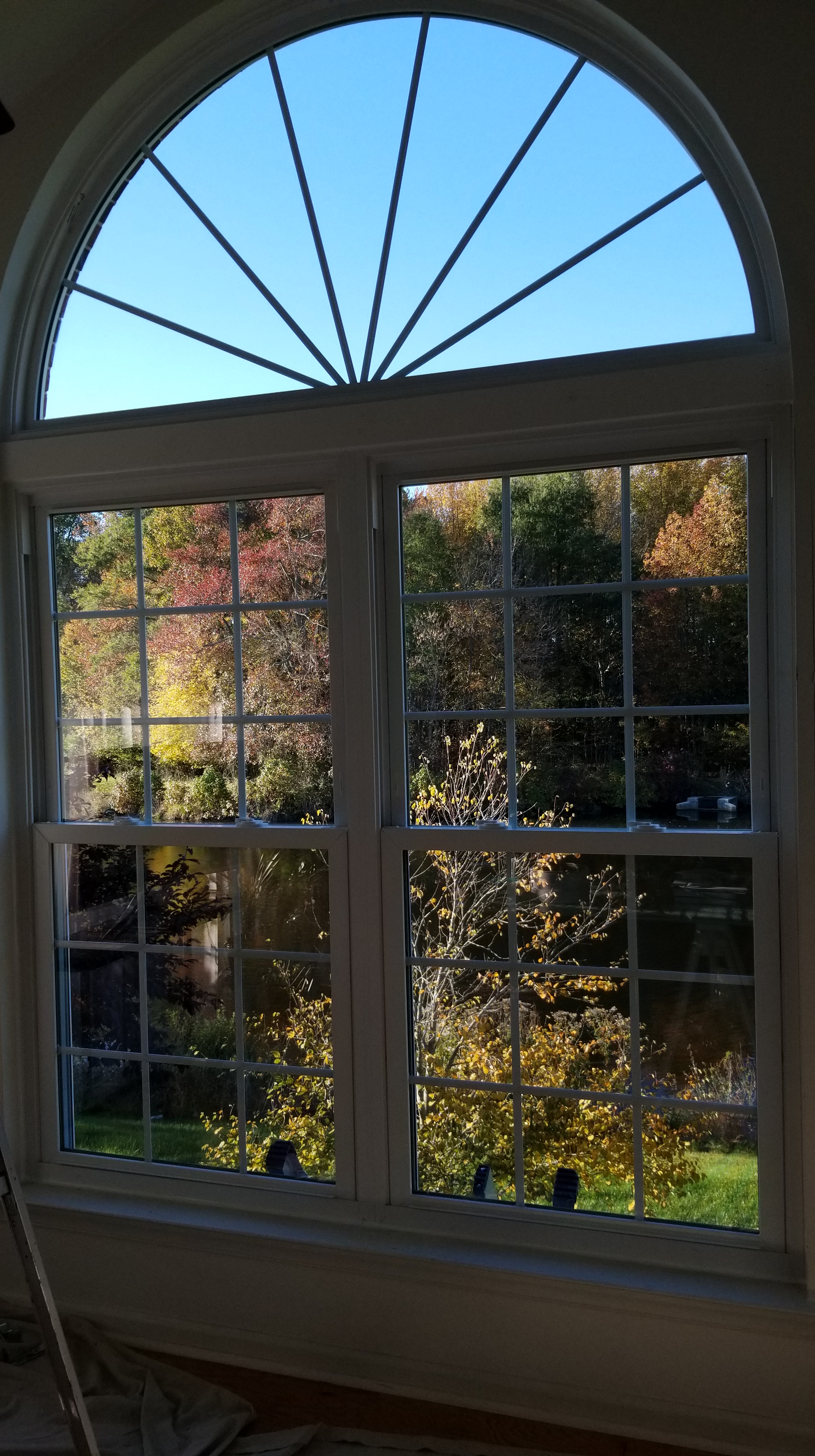 Twin double hung window with Half Round Window - residential replacement in Cherry Hill NJ